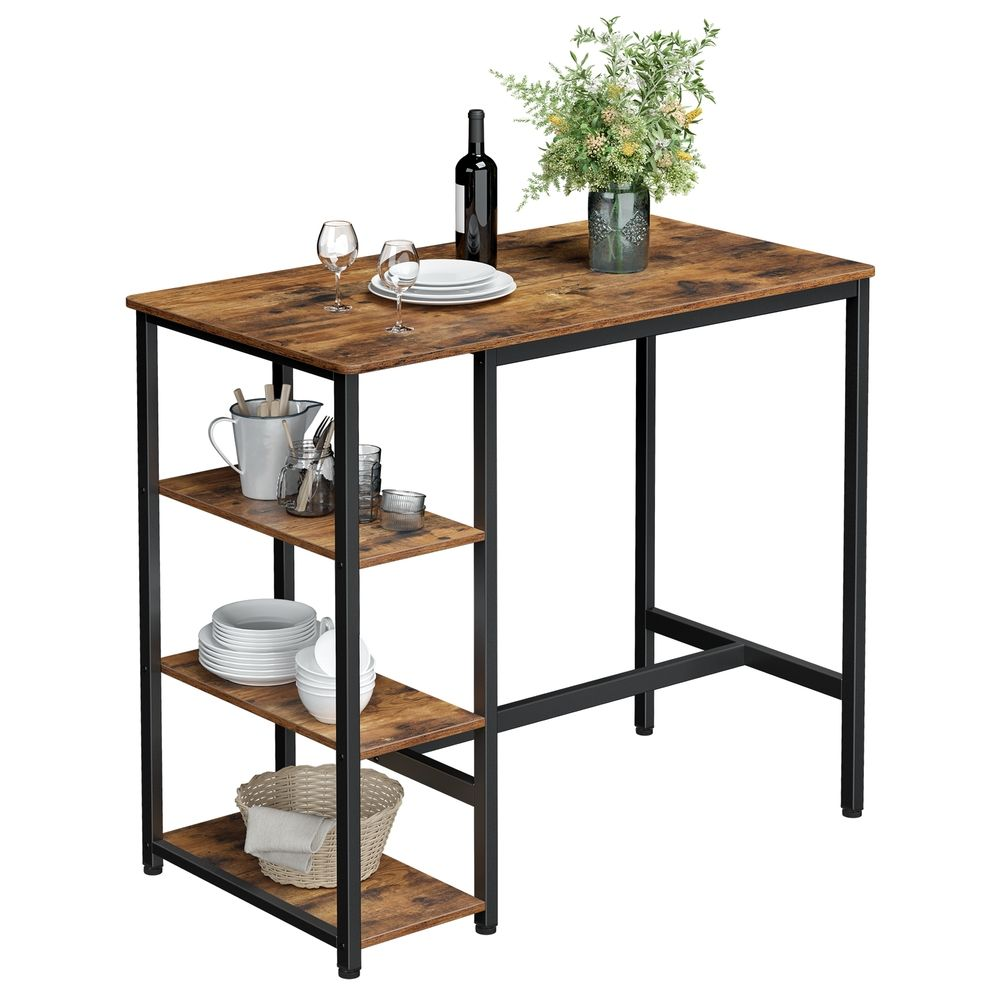 VASAGLE Bar Table, Metal Frame, 23.6 x 42.9 x 39.4 Inches, Brown