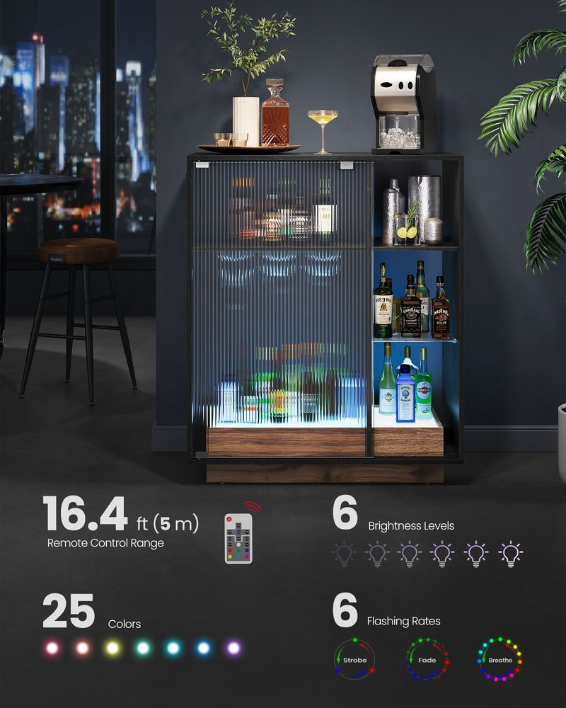 VASAGLE LED Sideboard Cabinet with Wine Storage